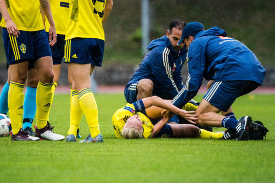 Caroline Seger of Sweden in pain