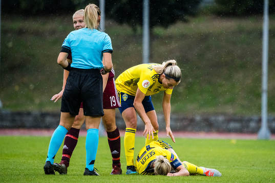 Caroline Seger of Sweden in pain
