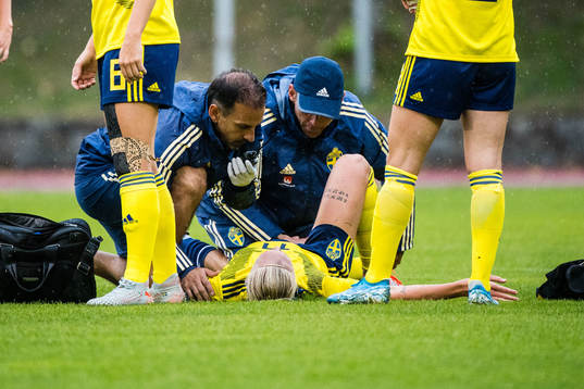 Caroline Seger of Sweden in pain