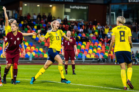 Amanda Ilestedt of Sweden celebrates