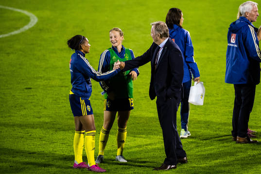 Madelen Janogy and Anna Anvegård of Sweden together  with