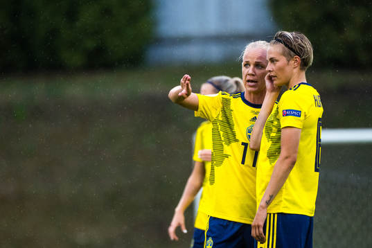 Caroline Seger and Lina Hurtig of Sweden