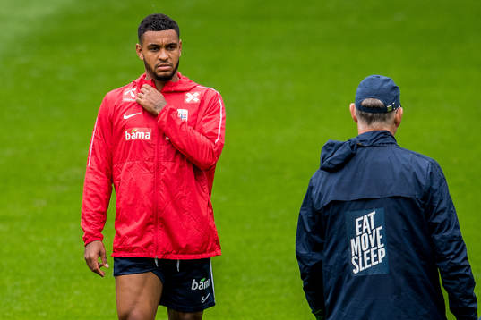 Joshua King of Norway and Lars Lagerbäck, head coach of
