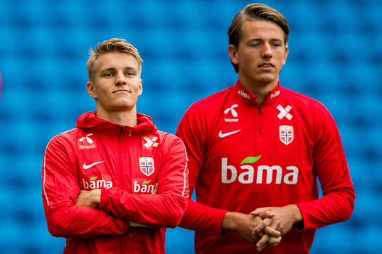 Martin Ødegaard and Sander Berge of Norway