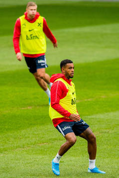 Joshua King and Erling Braut Haaland of Norway