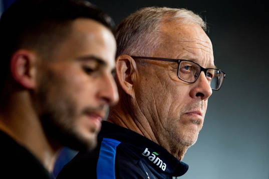 Omar Elabdellaoui and Lars Lagerbäck, head coach of Norway