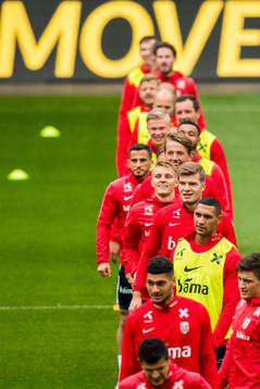 Martin Ødegaard, Alexander Sørloth and Ruben Gabrielsen