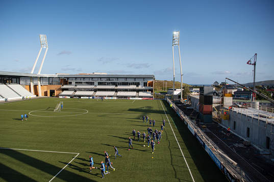 Players of the Swedish national football team warm up