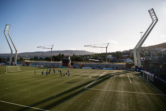 Players of the Swedish national football team warm up