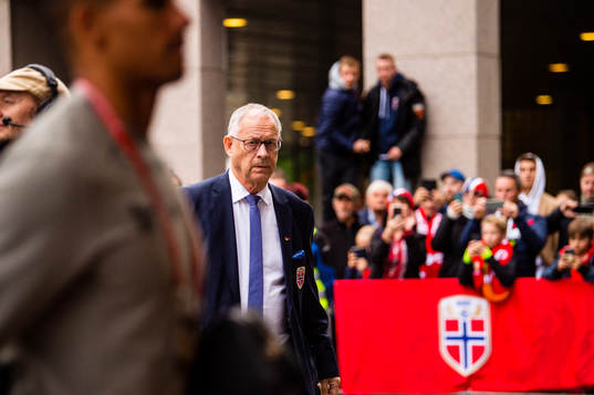 Lars Lagerbäck, head coach of Norway, arrives