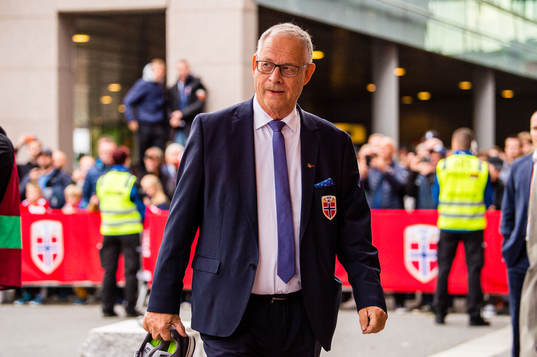 Lars Lagerbäck, head coach of Norway, arrives