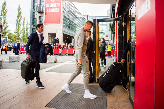 Erling Braut Haaland of Norway arrives ahead ofi the UEFA