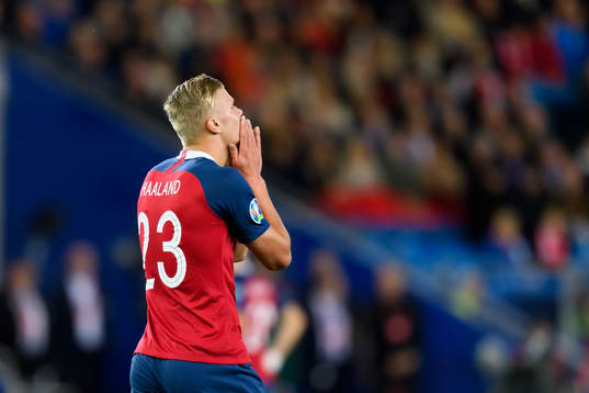 Erling Braut Haaland of Norway looks dejected