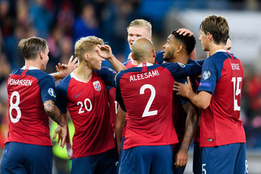 Joshua King of Norway celebrates