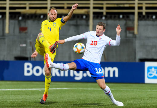Andreas Granqvist of Sweden and Hørdur Askham of Faroe