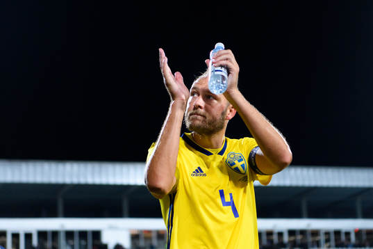 Andreas Granqvist of Sweden give his thanks to the