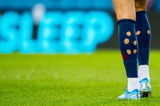The football socks of Erling Braut Haaland of Norway