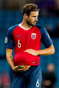 Håvard Nordtveit of Norway prepares to take a throw in