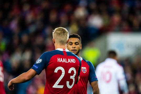 Erling Braut  Haaland and Joshua King of Norway