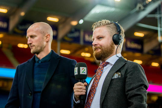 Brede Hangeland and Marius Skjelbæk of TV 2