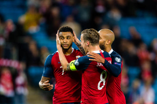 Joshua King of Norway celebrates