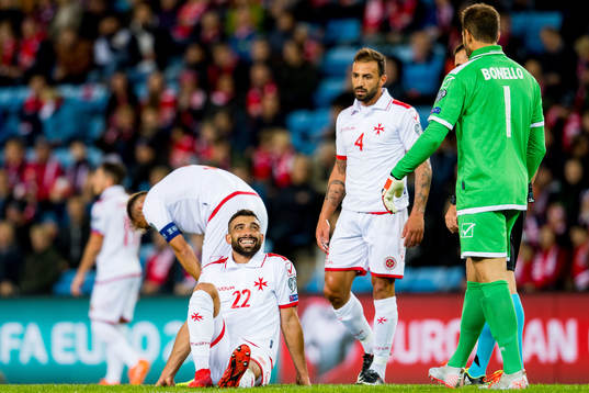 Zach Muscat of Malta with an injury
