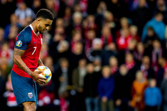 Joshua King of Norway prepares to take a penalty kick