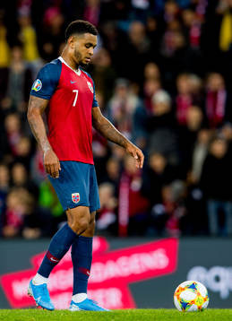 Joshua King of Norway prepares to take a penalty kick