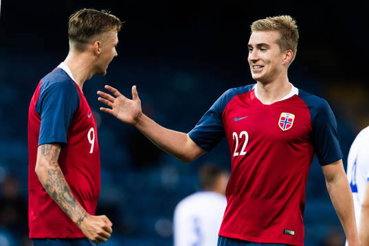 Kristian Thorstvedt of Norway celebrates with teammate Birk