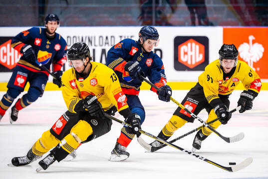 Michael Haga of Djurgården against Taylor Vause of Vienna