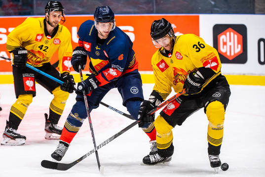 Brenden Kickton of Djurgården and Mark Flood of Vienna