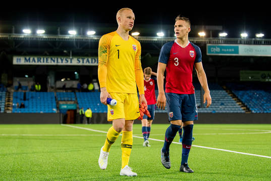 Goalkeeper Julian Faye Lund and Leo Skiri Østigård of