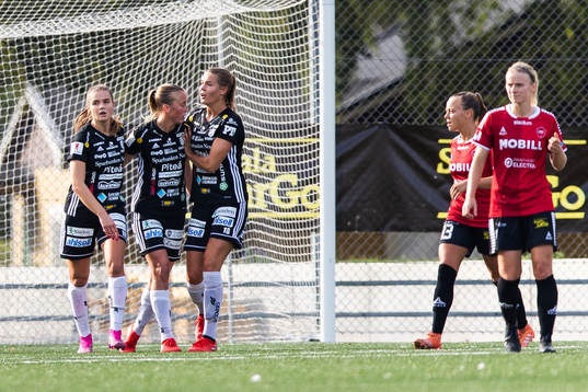 Piteås Julia Karlernäs (mitten) jublar med lagkamrater