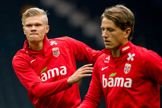 Erling Braut Haaland and Sander Berge of Norway
