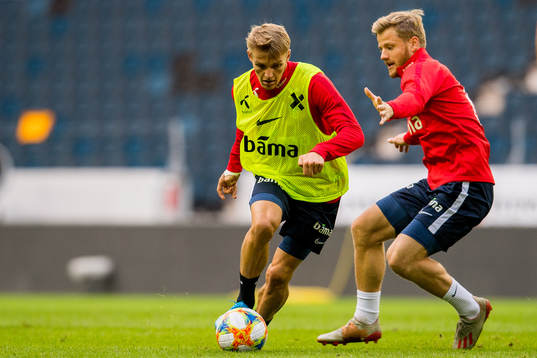 Martin Ødegaard and Fredrik Midtsjø of Norway