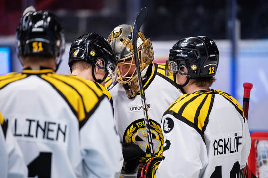 Brynäs målvakt Joacim Eriksson jublar