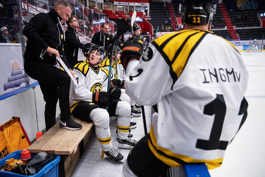 Brynäs assisterande tränare Mikael Holmqvist och Niclas