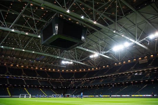 Players of the Swedish national football team warm up