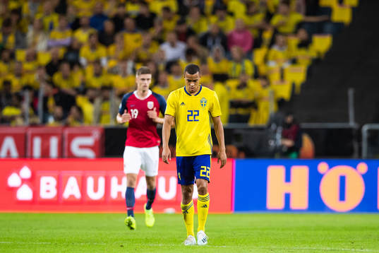 Robin Quaison of Sweden looks dejected