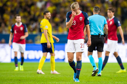 Erling Braut Haaland of Norway looks dejected