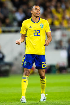Robin Quaison of Sweden reacts