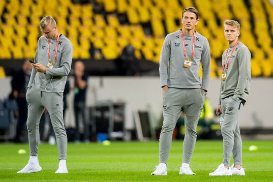 Erling Braut Haaland, Sander Berge and Martin Ødegaard of
