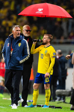 Emil Forsberg of Sweden drinking