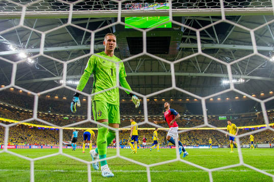 Goalkeeper Robin Olsen of Sweden looks dejected