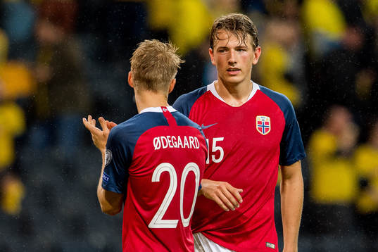 Martin Ødegaard and Sander Berge of Norway