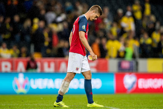 Markus Henriksen of Norway looks dejected