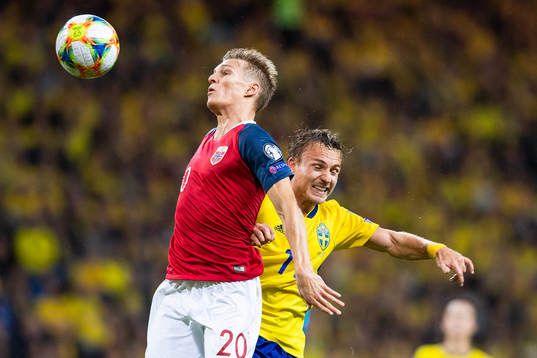 Martin Ødegaard and Pierre Bengtsson of Sweden
