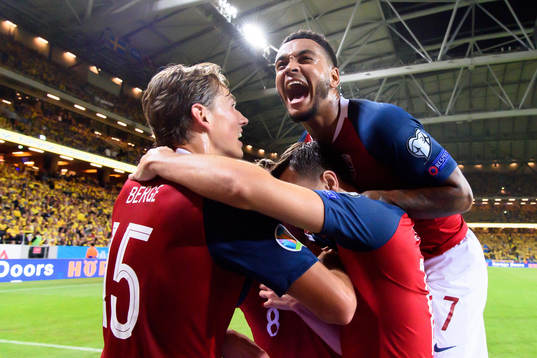 Joshua King of Norway celebrates
