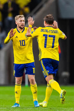 Emil Forsberg of Sweden celebrates