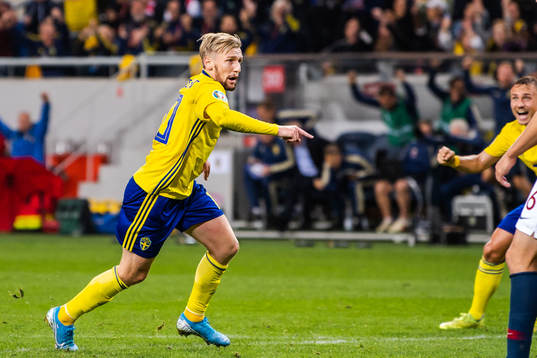 Emil Forsberg of Sweden celebrates